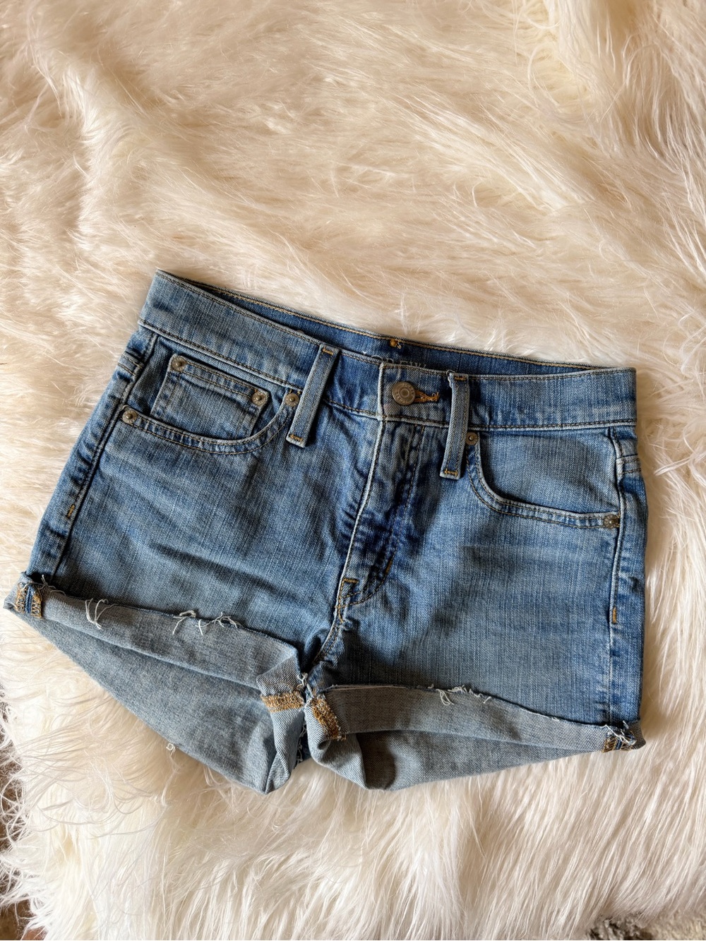 J. Crew Light Blue Denim Rolled-Hem Jean Shorts